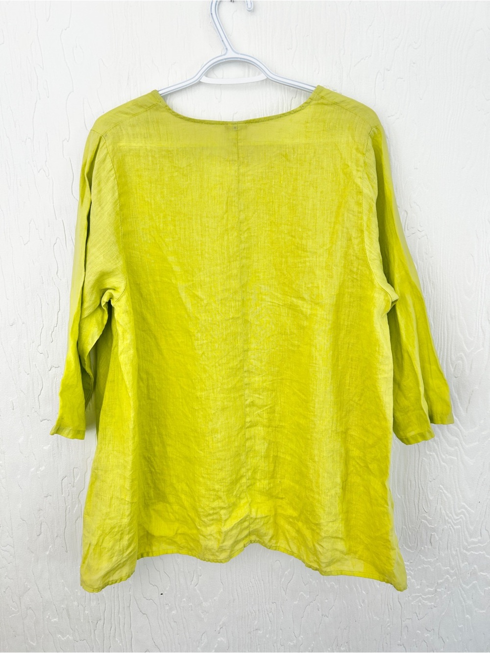 MATCH POINT 100% Linen Top Green Sz Med Oversized Lagenlook Lightweight Travel - Picture 3 of 3